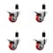 Service Caster 3'' Red Poly Swivel 1-1/2'' Expanding Stem Caster Set Total Lock Brake, 4PK SCC-EXTTL20S314-PPUB-RED-112-4 - alternate 1